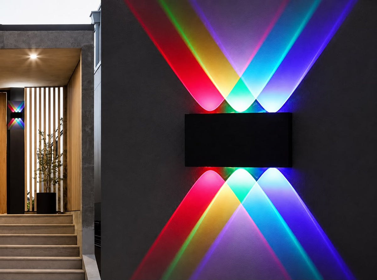 Glintac RGB Up Down Wall Light | Modern Black LED Wall Light