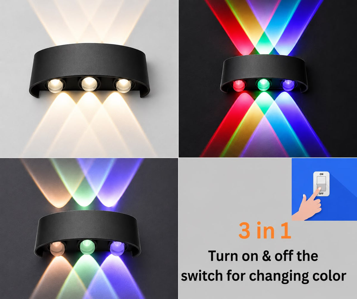 Glintac RGB Up Down Wall Light | Modern Black LED Wall Light