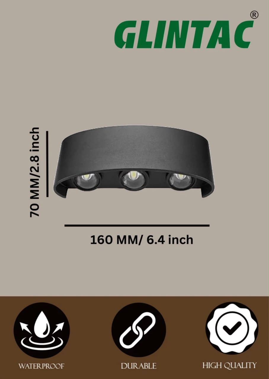 Glintac RGB Up Down Wall Light | Modern Black LED Wall Light
