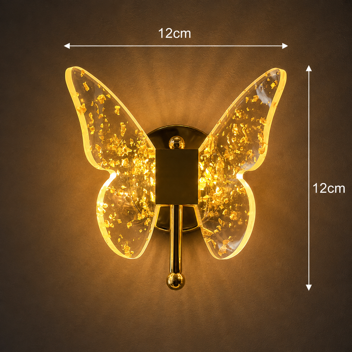 Glintac Butterfly LED Wall Light | Decorative Golden Wall Sconce for Bedroom & Living Room