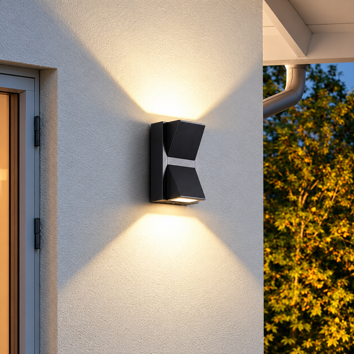 Glintac Modern Outdoor Wall Light – Up & Down Black Sconce