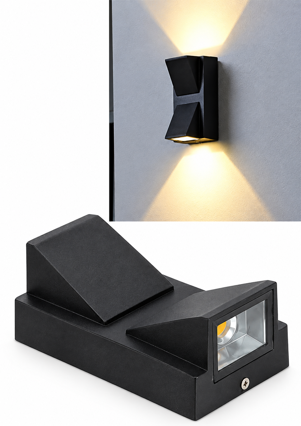 Glintac Modern Outdoor Wall Light – Up & Down Black Sconce