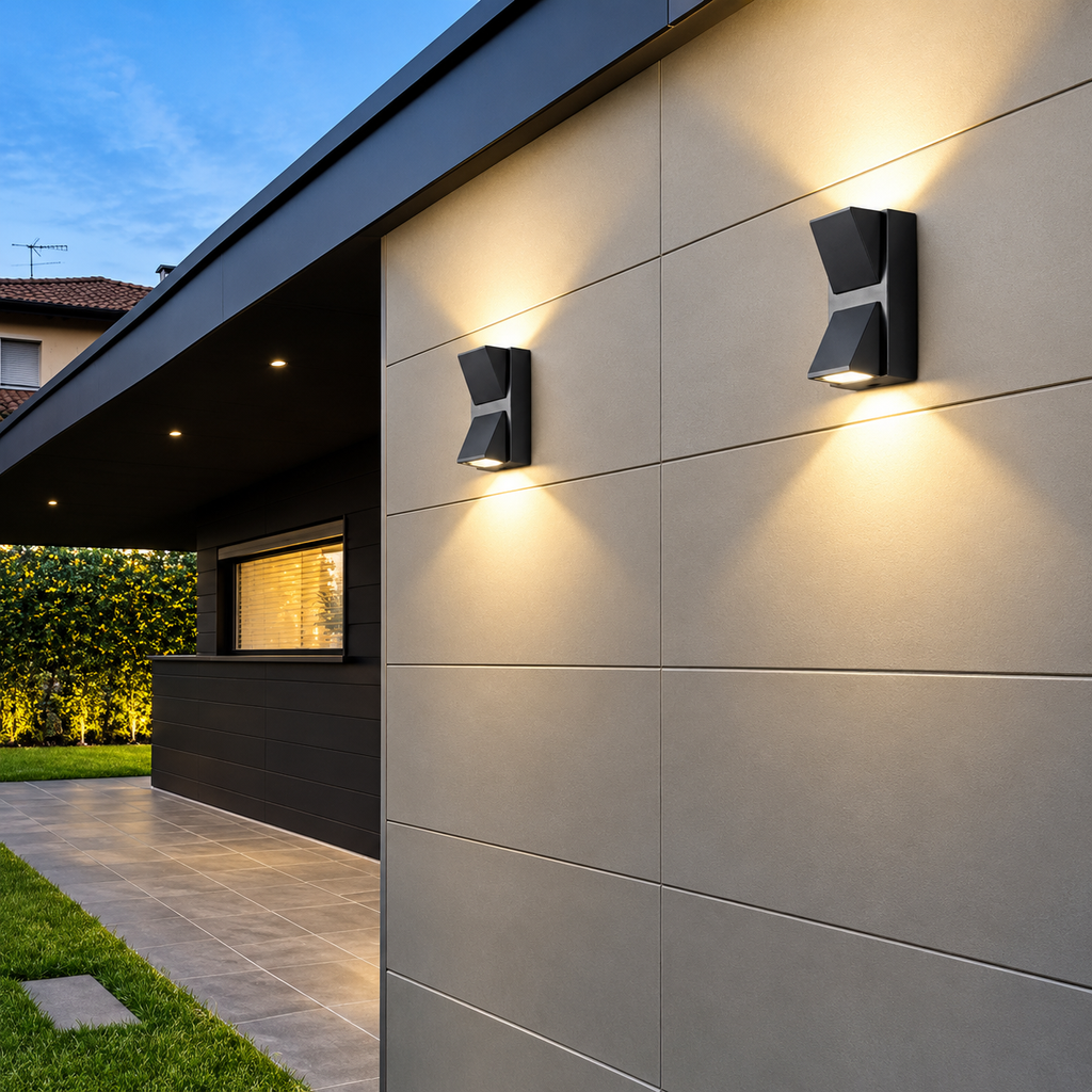 Glintac Modern Outdoor Wall Light – Up & Down Black Sconce