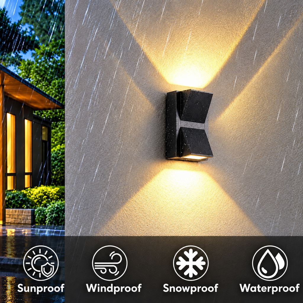 Glintac Modern Outdoor Wall Light – Up & Down Black Sconce