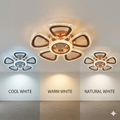 Glintac Crystal Chandelier, 3 Colour Changing WIth Remote Control and Bluetooth (5+1) Waterproof and Gloss Finish
