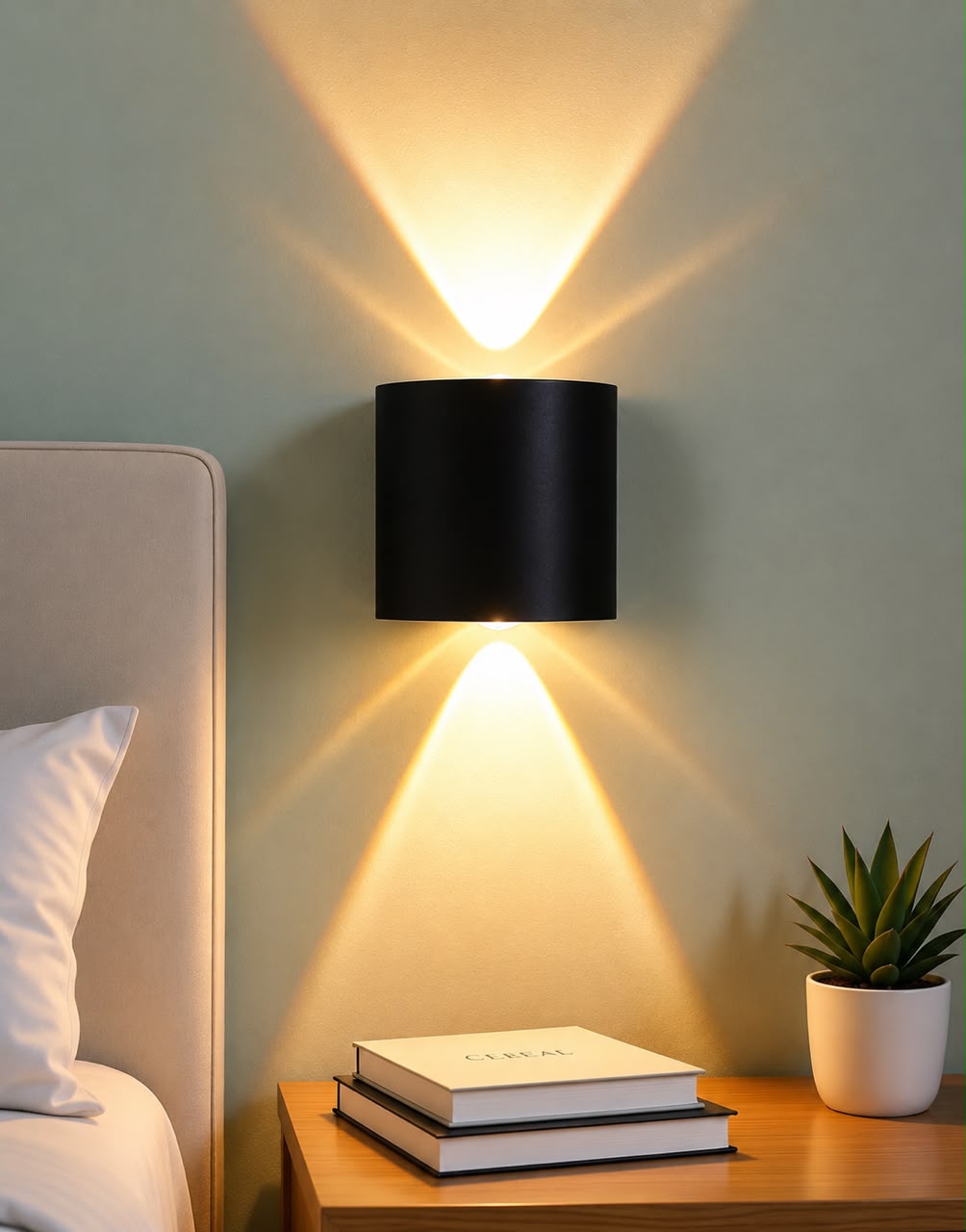 Glintac Modern Black Up Down Wall Light | LED Wall Sconce for Bedroom & Living Room (WW)