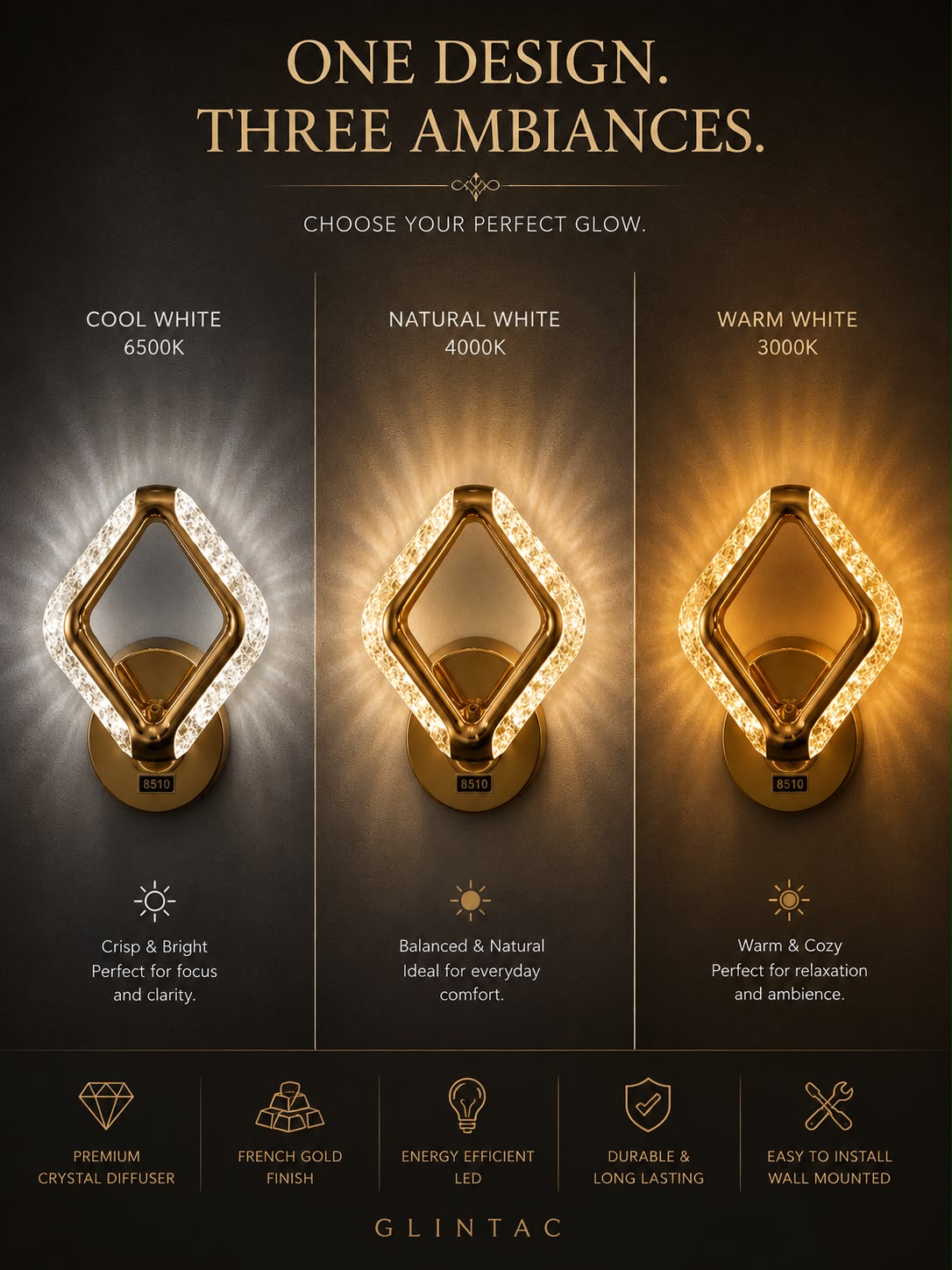 Glintac 8510 Diamond Wallchiere Wall Light
