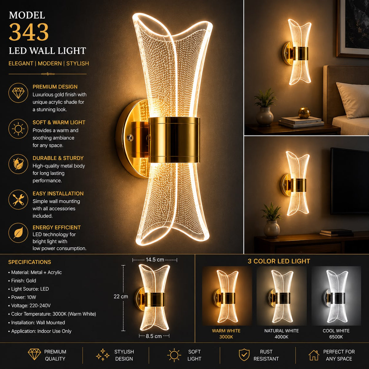 Glintac Curved Cylindrical Shaped Wallchiere Wall Light