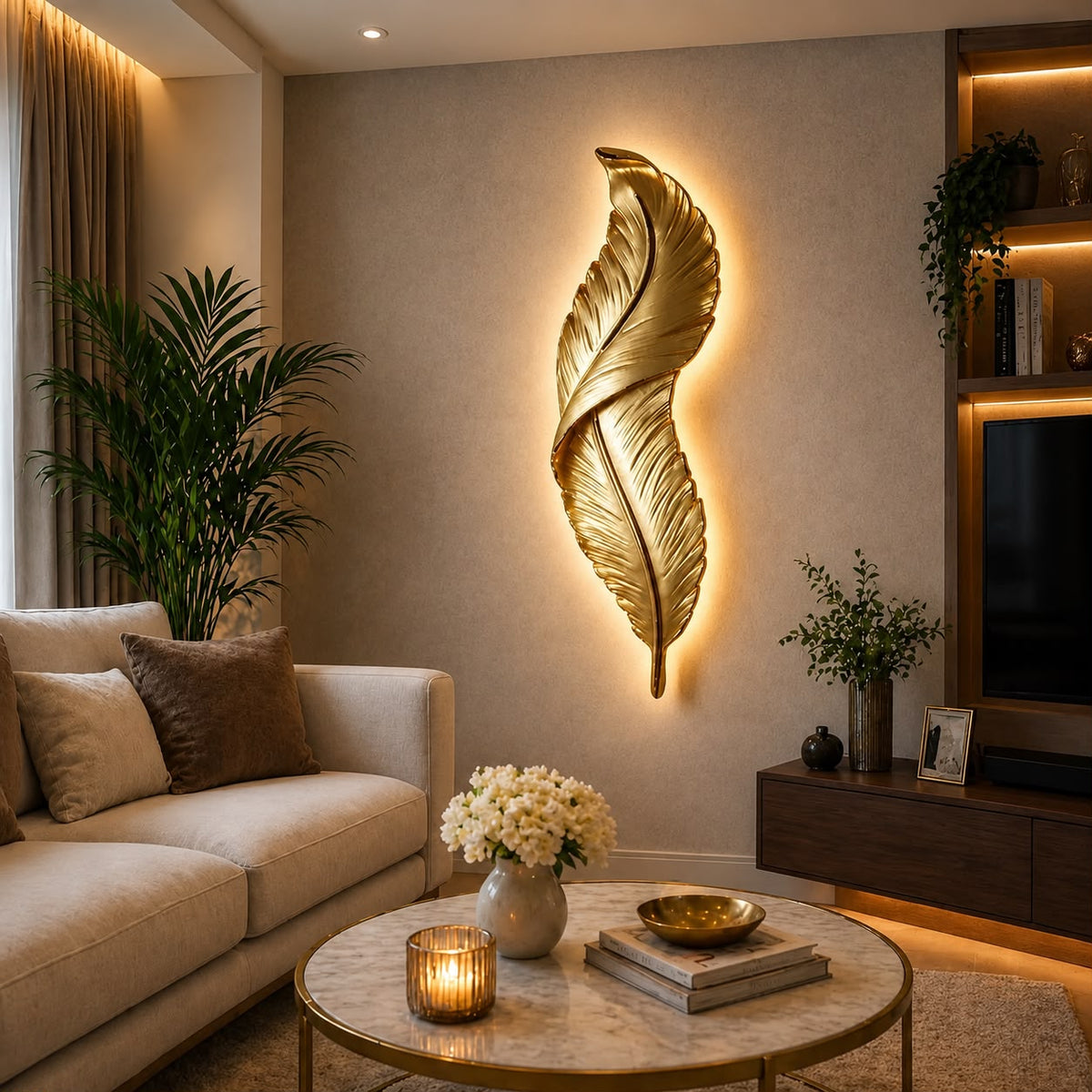 Glintac Feather LED Wall Light | 3 Color Changing Decorative Lamp