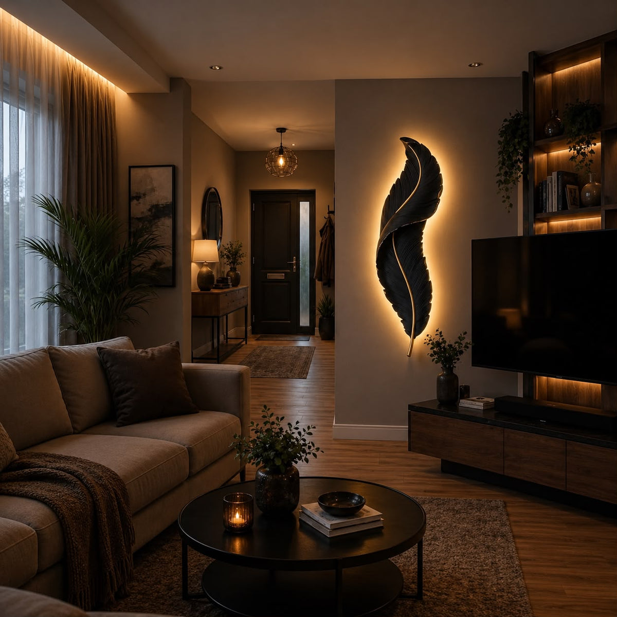 Glintac Feather LED Wall Light | 3 Color Changing Decorative Lamp