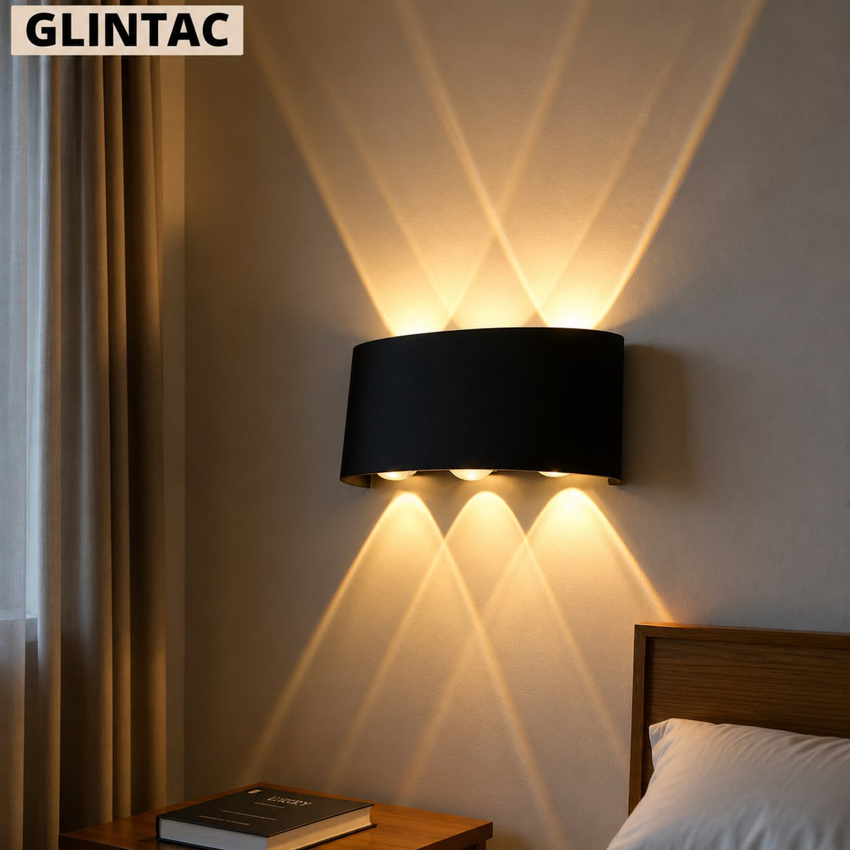Glintac Modern Black Up Down Wall Light | LED Designer Wall Light (WW)